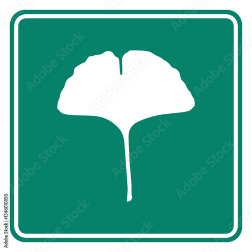 Ginkgo Blatt und Schild