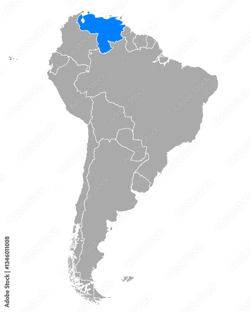 Karte von Venezuela in Südamerika Karte von Venezuela in Südamerika