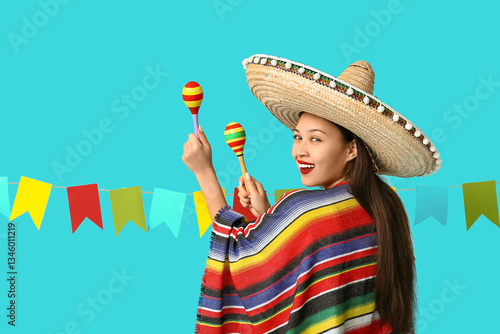 Happy young woman in Mexica...
