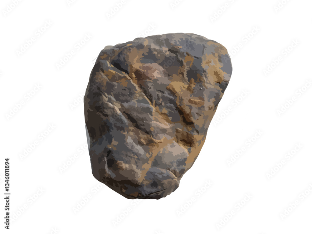 Obraz premium A vector illustration of a rock or stone isolated on a transparent background, showcasing natural texture and detail, ideal for nature, geology, and outdoor-themed projects.