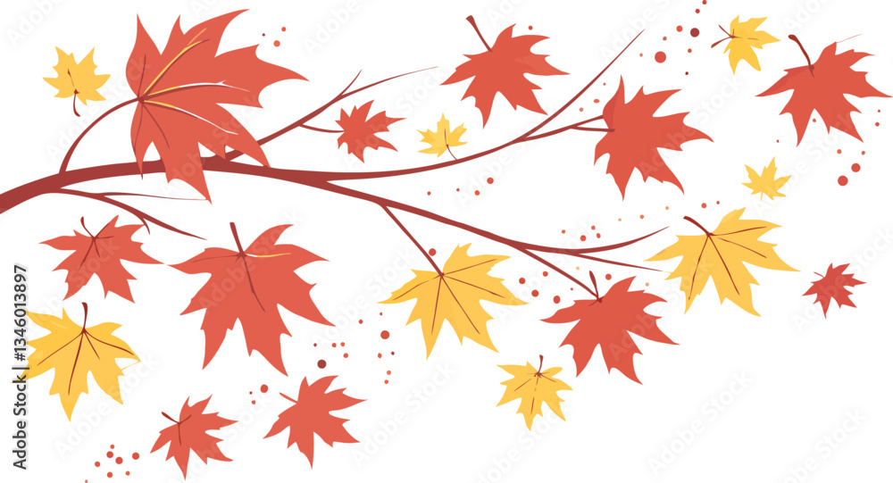 Delicate Autumn Leaves Branch Vector Illustration with Light Background Autumn Leaves Branch Design Delicate Autumn Leaves Branch Vector Illustration with Light Background Autumn Leaves Branch Design