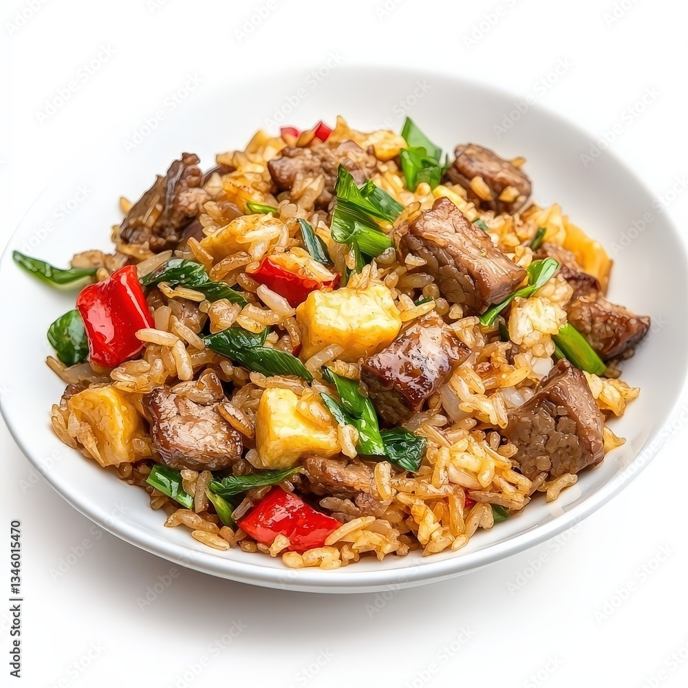 Chinese fried rice national cuisine dish isolated on white background Chinese fried rice national cuisine dish isolated on white background