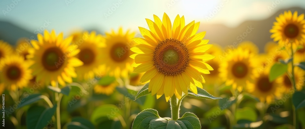 Obraz premium Radiant yellow petals and dark centers, a symbol of warmth and joy