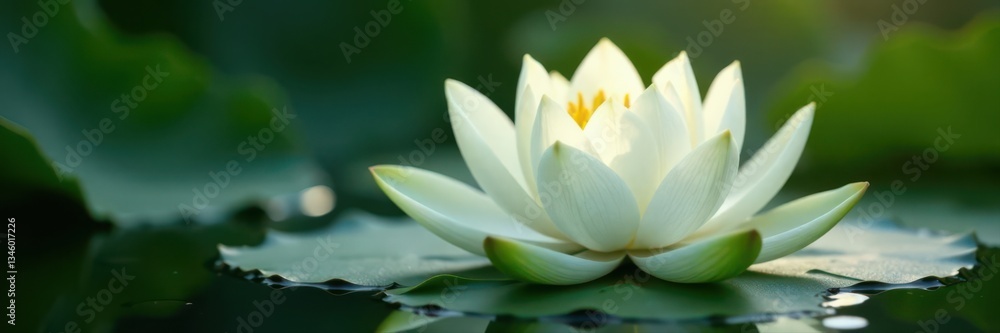 Fototapeta premium Elegant white water lily, unopened bud Pure, pristine bloom , beauty, peace