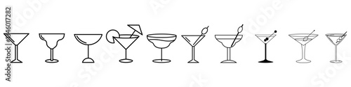 Martini icon vector set. Espresso martini illustration sign collection. Martini glasses symbol or logo.
