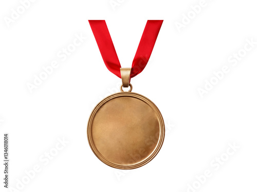 A vector illustration of a bronze medal isolated on a transparent background, showcasing detailed design, perfect for awards, competitions, and achievement-related projects.