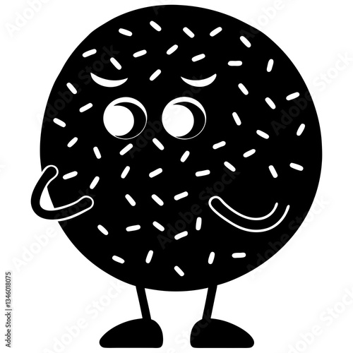 A mischievous doughnut hiding sprinkles silhouette vector illustration 