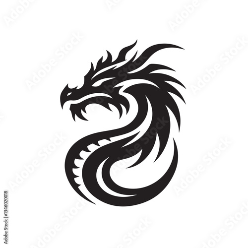 Wallpaper Mural vector silhouette of a dragon on white Torontodigital.ca