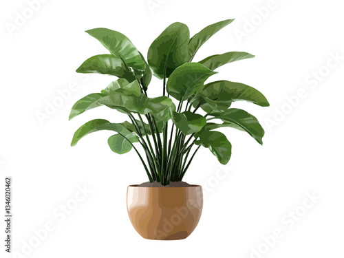 A vector illustration of a potted plant in side view, showcasing vibrant greenery and a simple, modern design, perfect for home decor or nature-related themes.