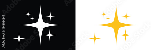 Four pointed star. Vector illustration for website, icon, logo, postcard. Vector Illustration . 