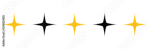 Four pointed star. Vector illustration for website, icon, logo, postcard. Vector Illustration . 