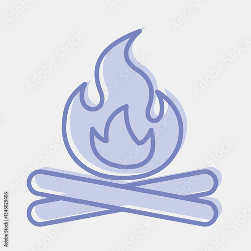 Icon campfire. Camping and adventure elements. Icons in two tone style. Good for prints, posters, logo, advertisement, infographics, etc.
