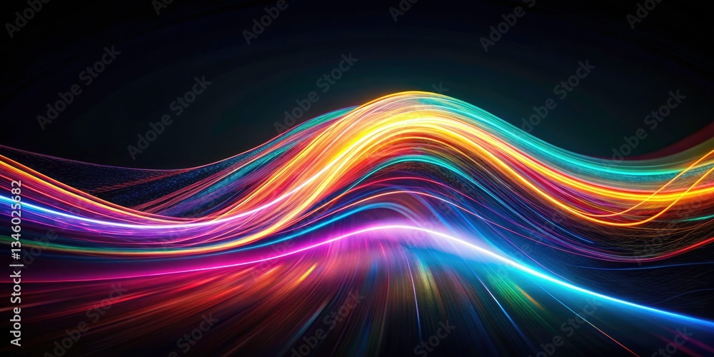 Colorful Light Trails Silhouette Wave Abstract Background - Dark Night Photography Colorful Light Trails Silhouette Wave Abstract Background - Dark Night Photography