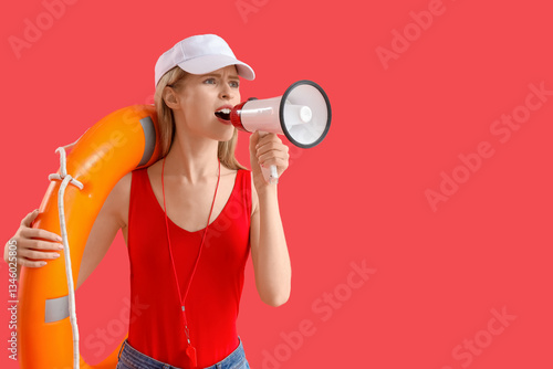 Young female lifeguard in c...