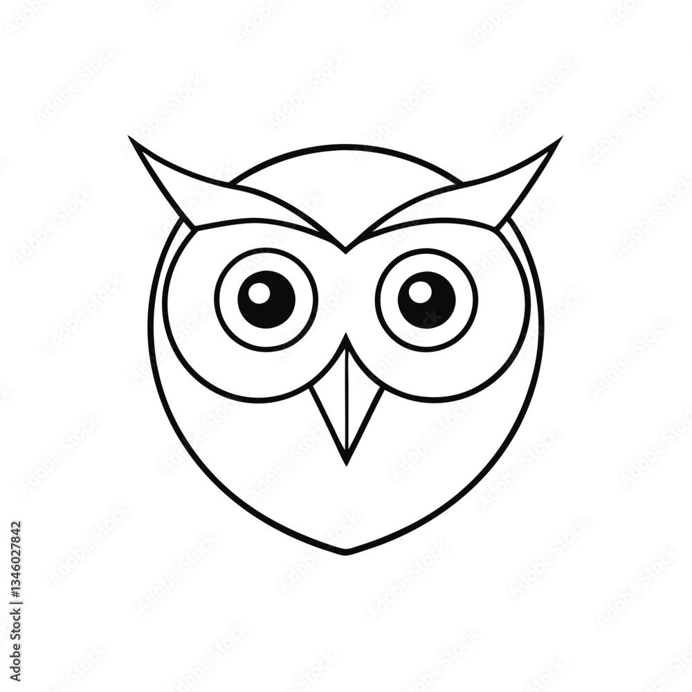 Fototapeta premium Owl Head Vector – Stylized Bird Illustration, Logo Icon, Clipart