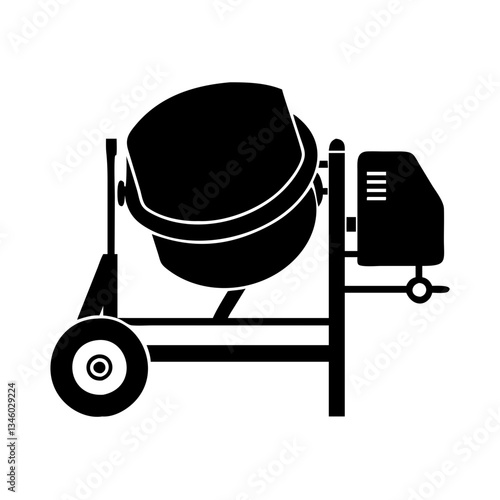 concrete mixer icon, concrete mixer silhouette vector illustration-simple silhouette illustration of concrete mixer, perfect for concrete mixer logos and icons