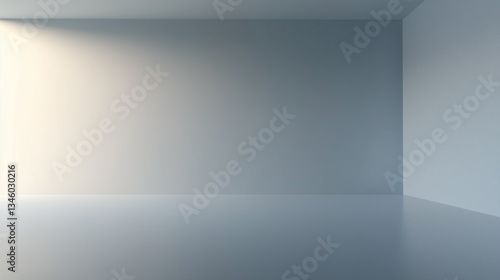 Wallpaper Mural An empty modern room with soft lighting and shadows in gray-blue tones Torontodigital.ca