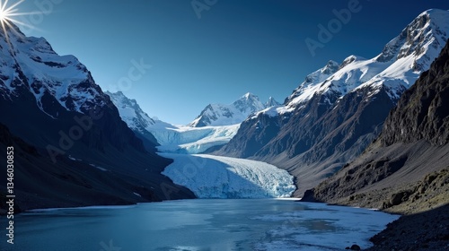 Wallpaper Mural Gorner Glacier in Switzerland at night under a clear, starry sky, captured from an ordinary perspective. Moonlight casts a soft glow on the icy surface, revealing intricate textures. Torontodigital.ca