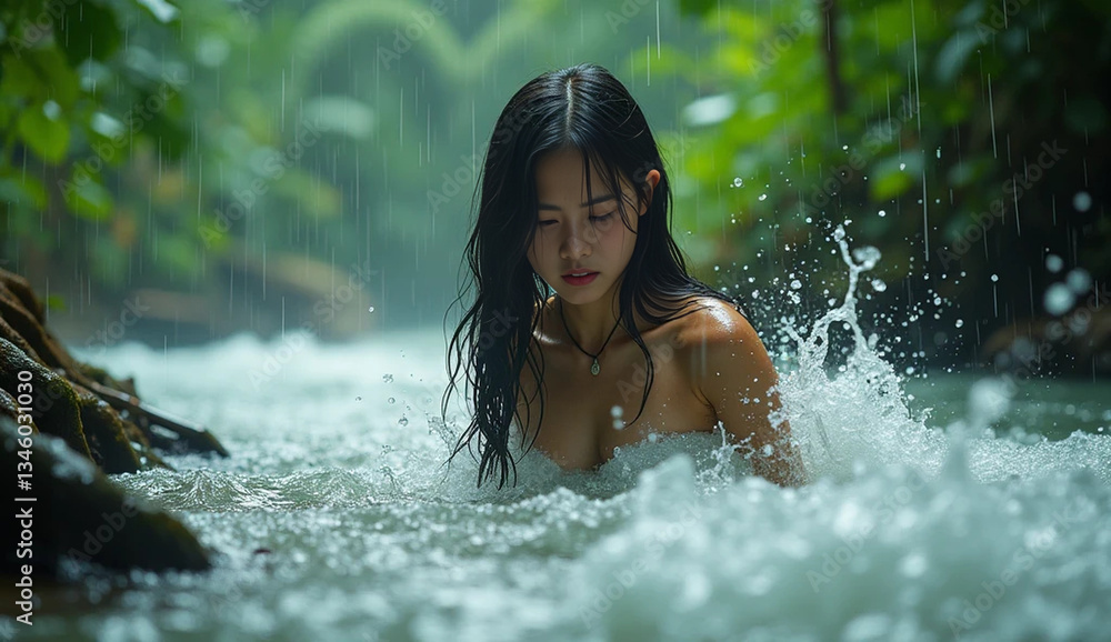 Fototapeta premium young woman in water