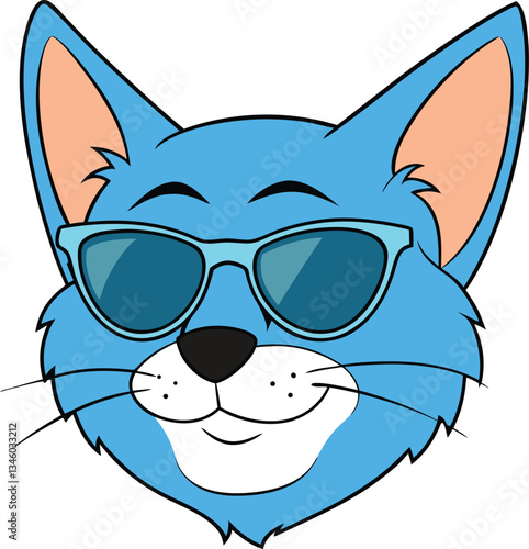 Cat, stylishly sporting sunglasses Logo Mascot icon