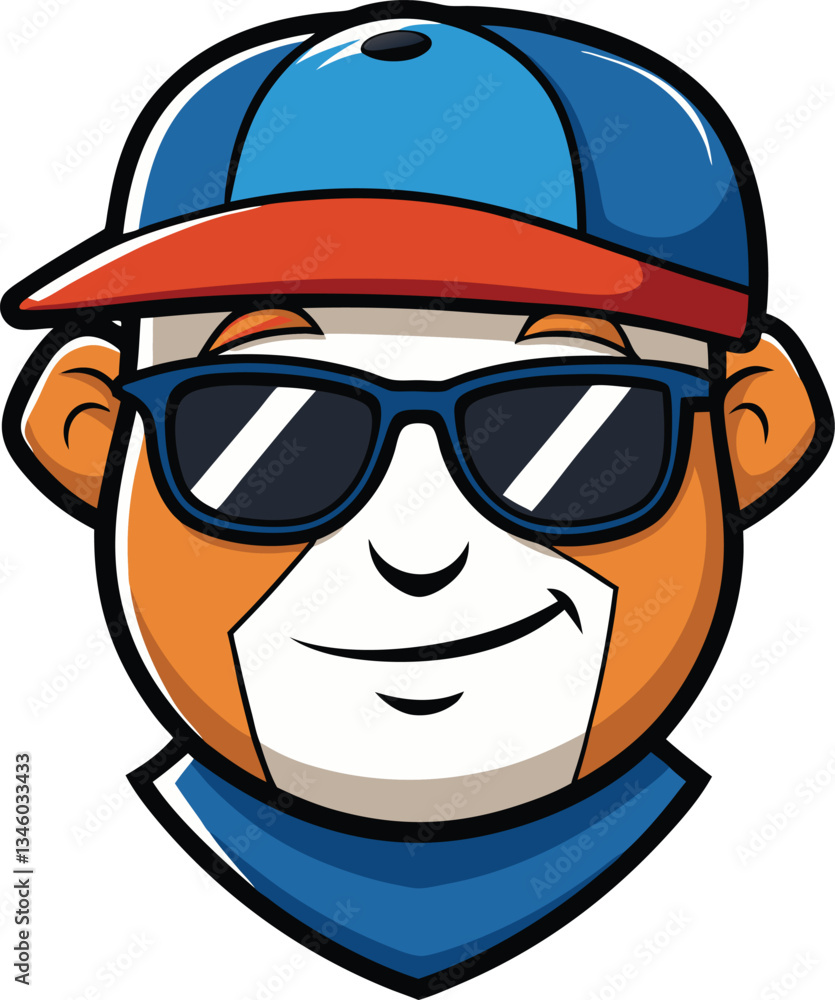 Mascot wearing sunglasses and a cap Mascot wearing sunglasses and a cap