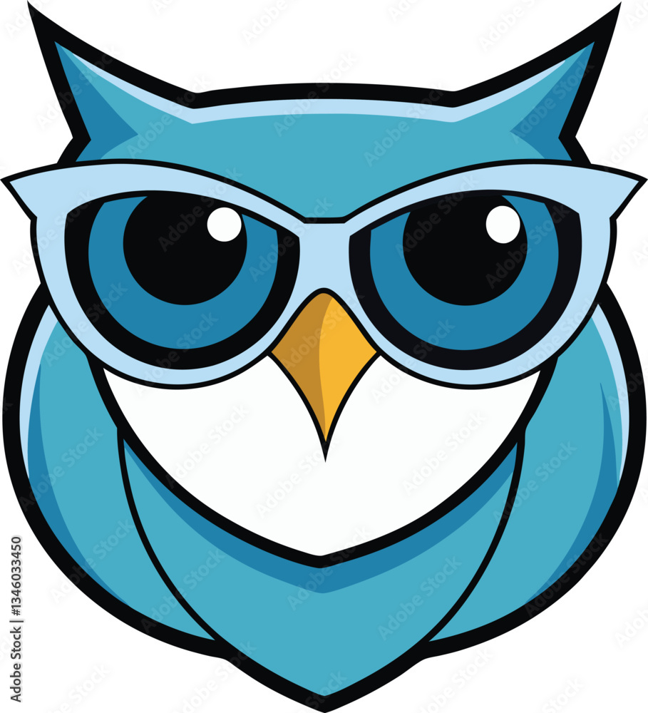 Owl with a wise expression, adorned with glasses Logo Mascot icon Owl with a wise expression, adorned with glasses Logo Mascot icon