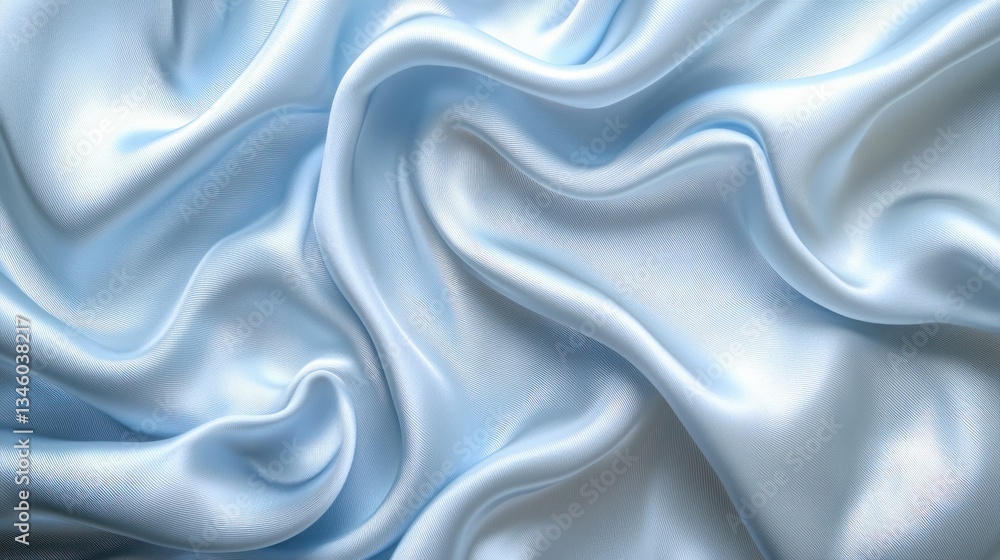 Obraz premium Flowing, light blue fabric drapes with soft folds creating a luxurious, elegant texture