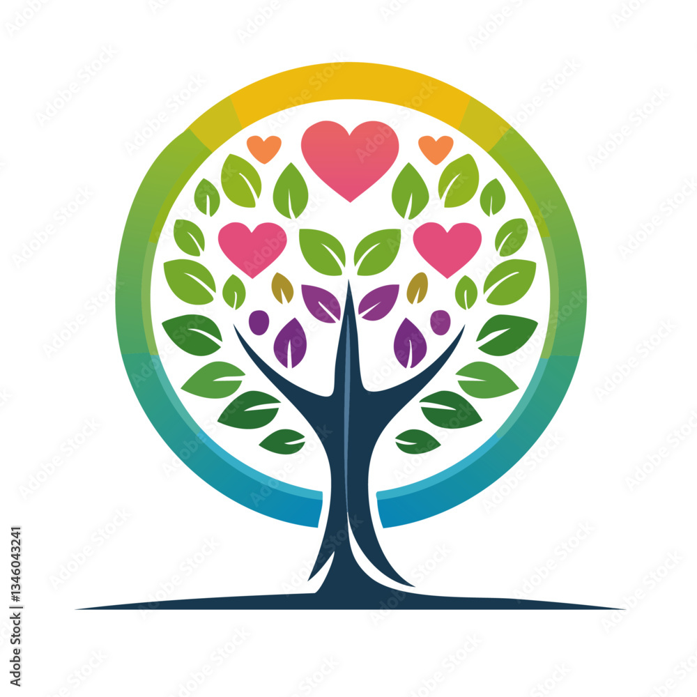 tree logo icon design nature love heart