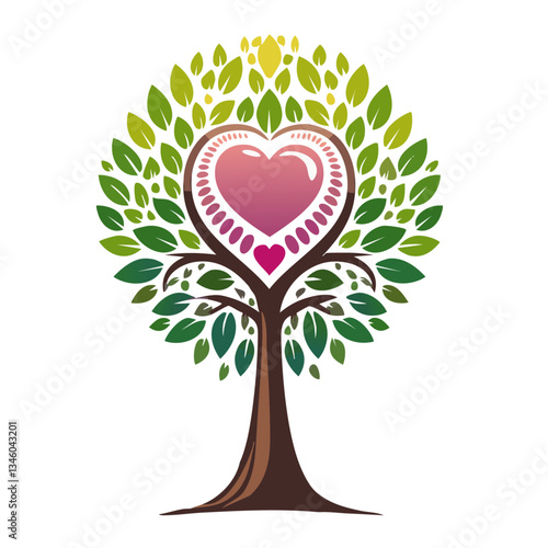 Obraz na płótnie tree logo icon design nature love with
heart w salonie