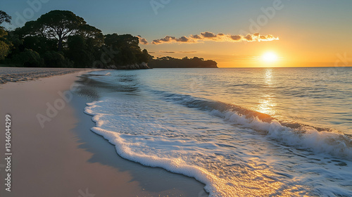 Wallpaper Mural Sunset over a peaceful beach Torontodigital.ca