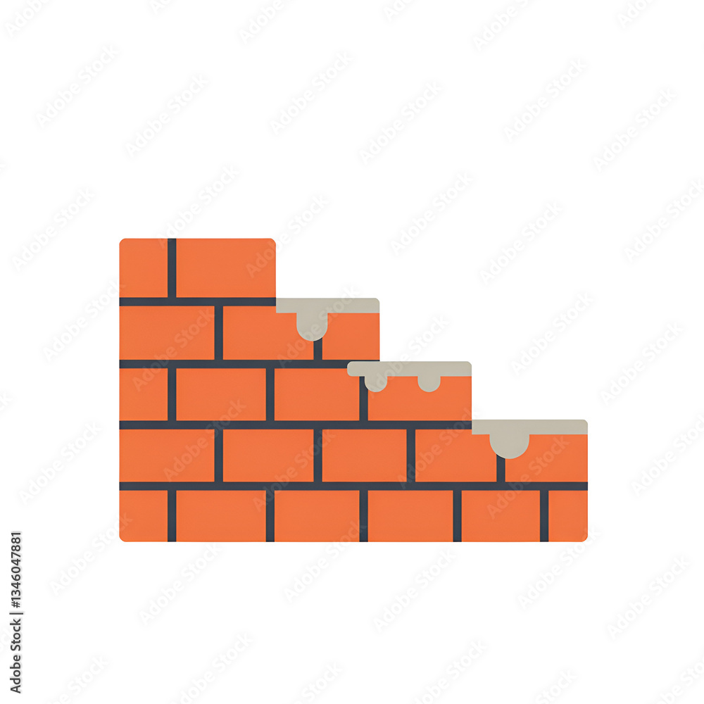 Brick Wall Under Construction Icon Showing Partially Built Wall Brick Wall Under Construction Icon Showing Partially Built Wall