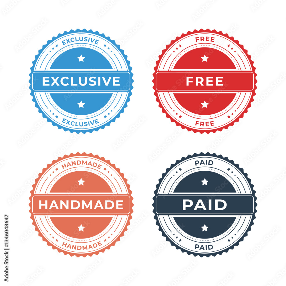 Obraz premium Vector set of rubber sale stamps and quality icons