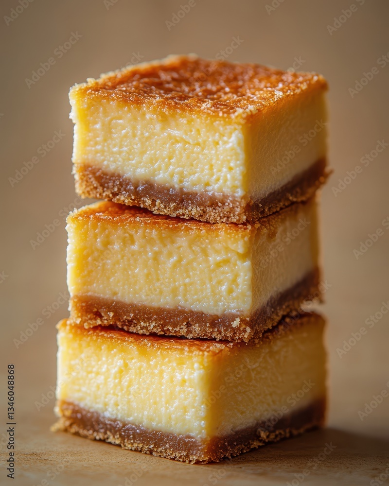 Mouthwatering Cheesecake Slices Stacked in Appetizing Display for Commercial Poster or Advertisement Mouthwatering Cheesecake Slices Stacked in Appetizing Display for Commercial Poster or Advertisement
