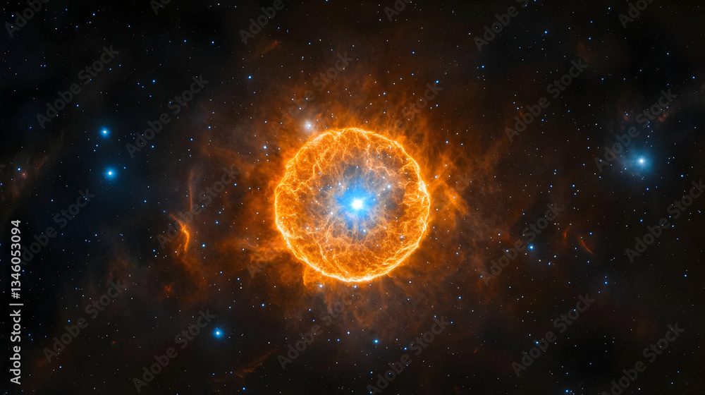 Obraz premium Fiery Orange Nebula In Deep Space