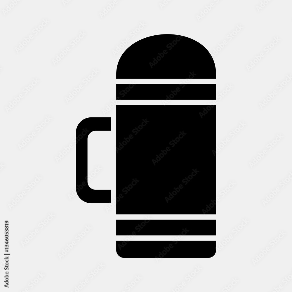 Icon thermos. Camping and adventure elements. Icons in glyph style. Good for prints, posters, logo, advertisement, infographics, etc. Icon thermos. Camping and adventure elements. Icons in glyph style. Good for prints, posters, logo, advertisement, infographics, etc.