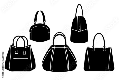 set of creative handbag silhouette vector illustration