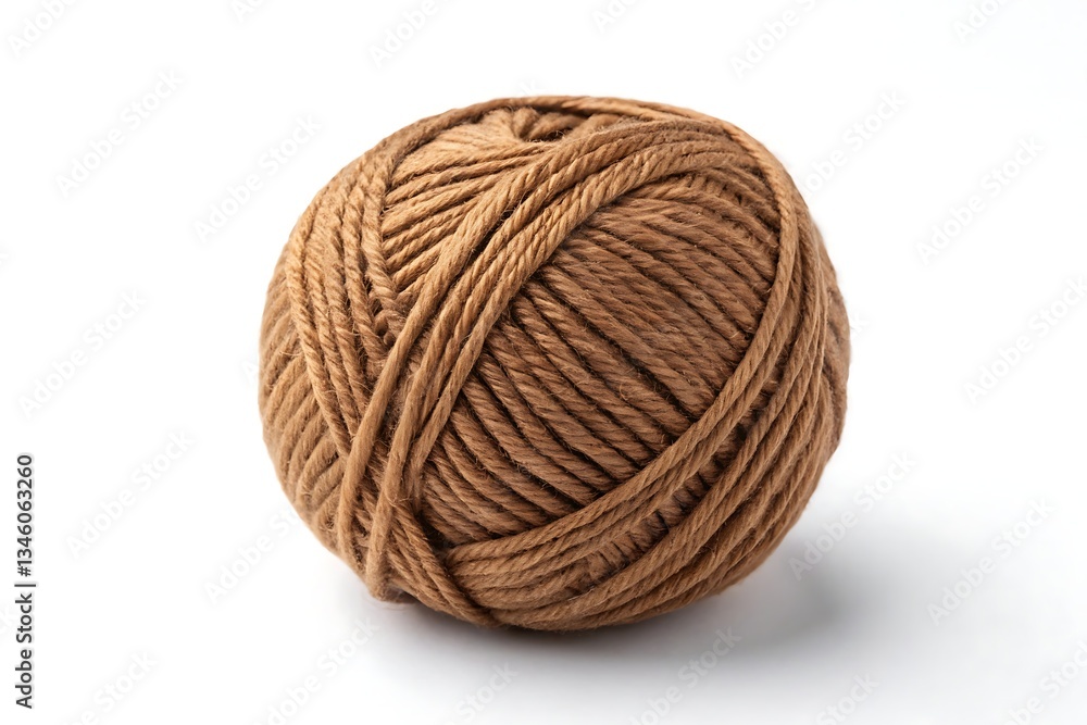 Brown yarn ball isolated on white background for knitting and crochet projects Brown yarn ball isolated on white background for knitting and crochet projects