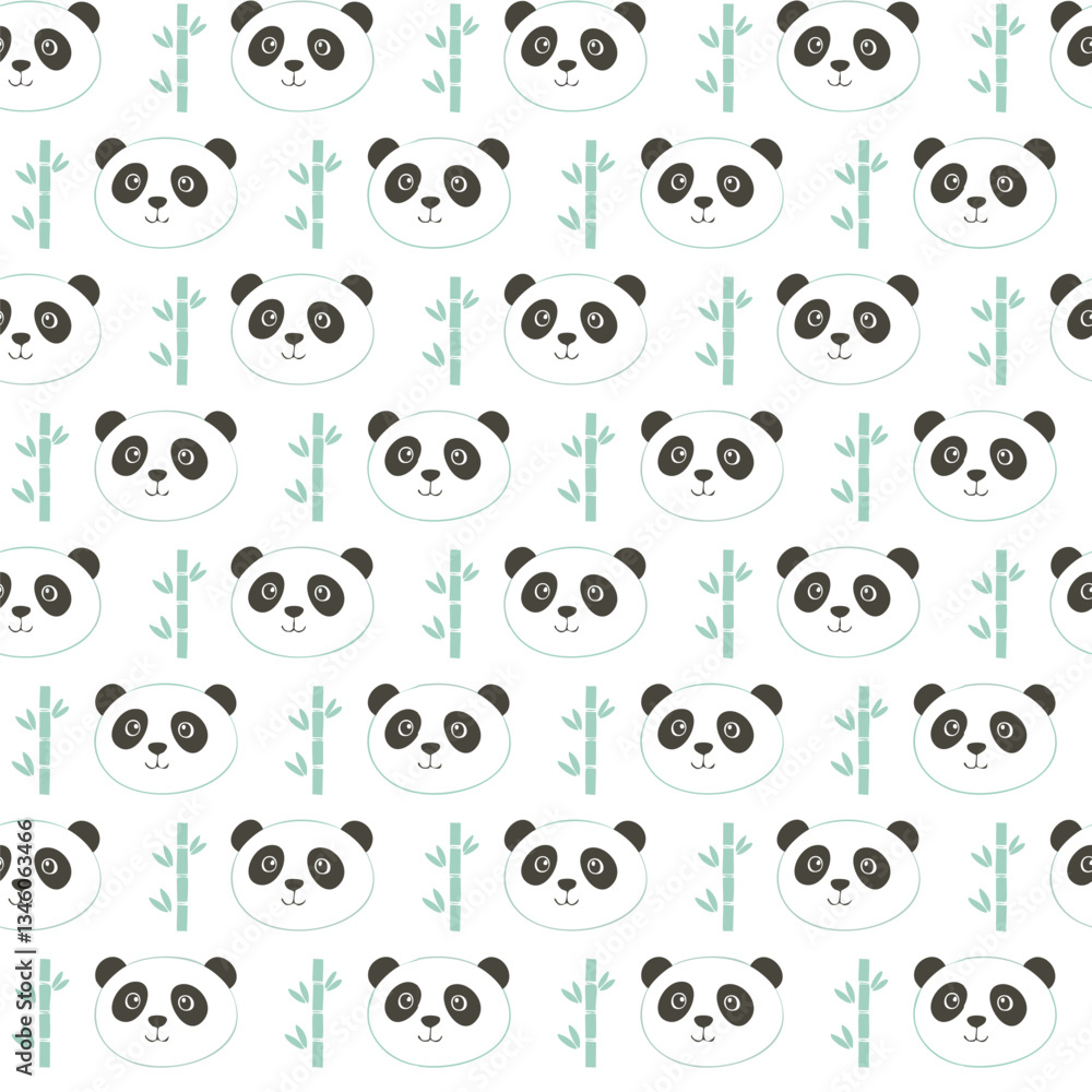 Cute panda pattern flat vector background illustration Cute panda pattern flat vector background illustration