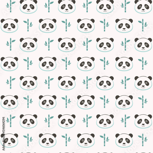 Wallpaper Mural Cute panda pattern background minimalist design illustration Torontodigital.ca