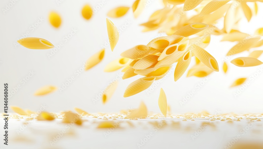Pasta falling in air, light background Pasta falling in air, light background