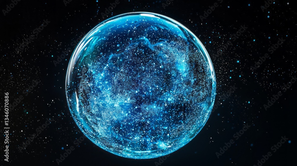 Fototapeta premium A blue sphere with a lot of stars surrounding it