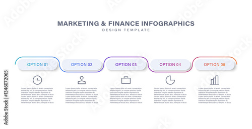 Simple infographics design template with 5 steps and icons