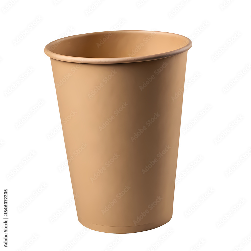 A Tan Colored Disposable Paper Cup Isolated on White Background A Tan Colored Disposable Paper Cup Isolated on White Background