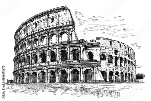 Wallpaper Mural Iconic Coliseum Sketch for Apparel and Print Designs Torontodigital.ca