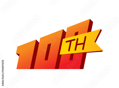 hand drawing 100th concept. 100th logo. perspective 100th concept