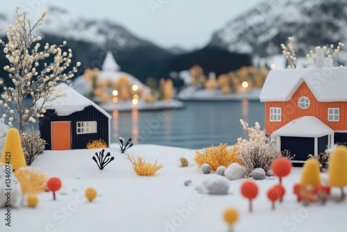 Winter wonderland miniature village scene