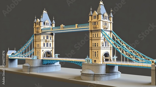 Fototapeta Naklejka Na Ścianę i Meble -  3D model of Tower Bridge, London, UK, for architectural visualization