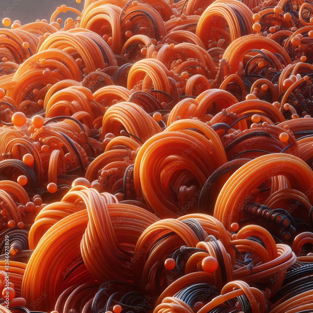 Obraz premium Vibrant Orange Spirals and Balls Pile