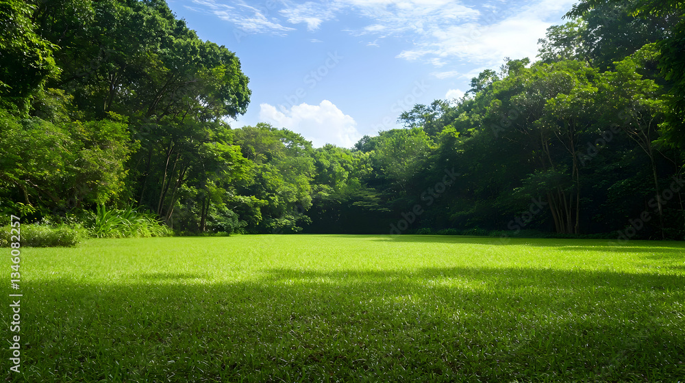 Lush Green Water Surface Surrounded By Trees Under Clear Blue Sky During Daytime Lush Green Water Surface Surrounded By Trees Under Clear Blue Sky During Daytime