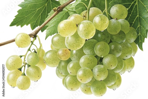 bunch of green grapes isolated on white background